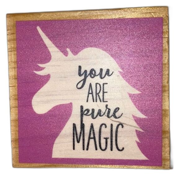 CRAFT SMART You Are Pure Magic Unicorn Wood Mounted Rubber Stamp 2.5 x 2.5 in - Picture 1 of 7